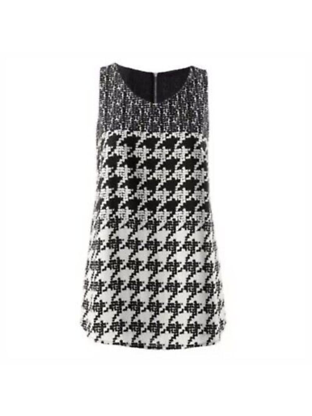 Cabi 3090 Women's Blouse Tank Brocken Check Houndstooth Zip Back Shell Small